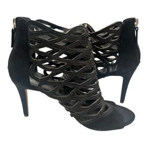 White House Black Market Strappy Peep Toe Bootie Heels